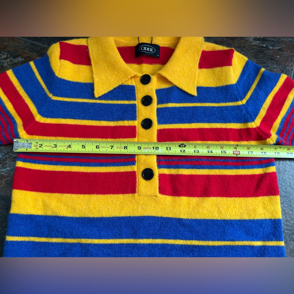 New women’s Cider sweater stripe short sleeve collar retro inspo.Large - Picture 5 of 12